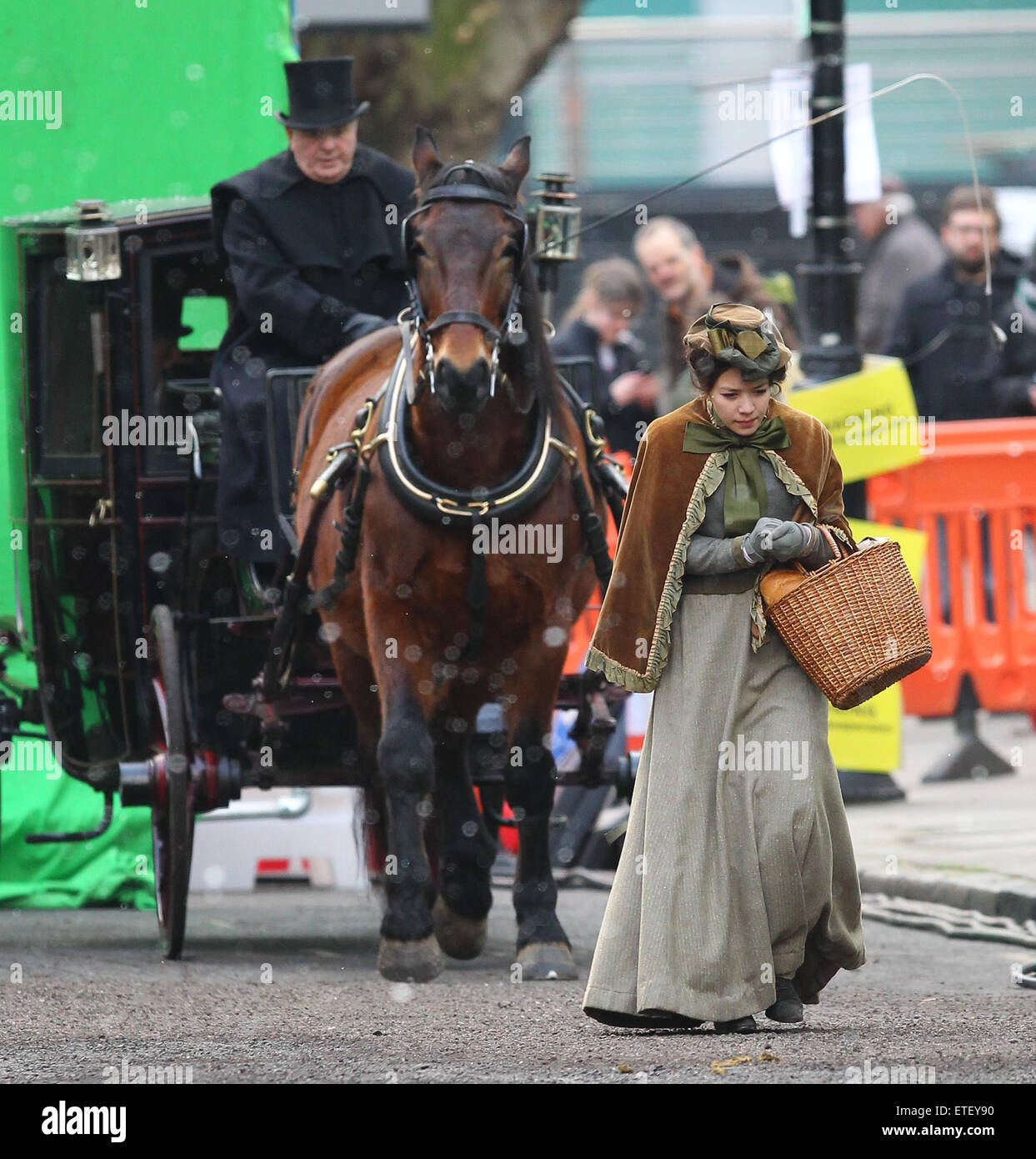 Benedict Cumberbatch and Martin Freeman film a scene for the 'Sherlock' christmas special in London  Featuring: Atmosphere Where: London, United Kingdom When: 07 Feb 2015 Credit: WENN.com Stock Photo