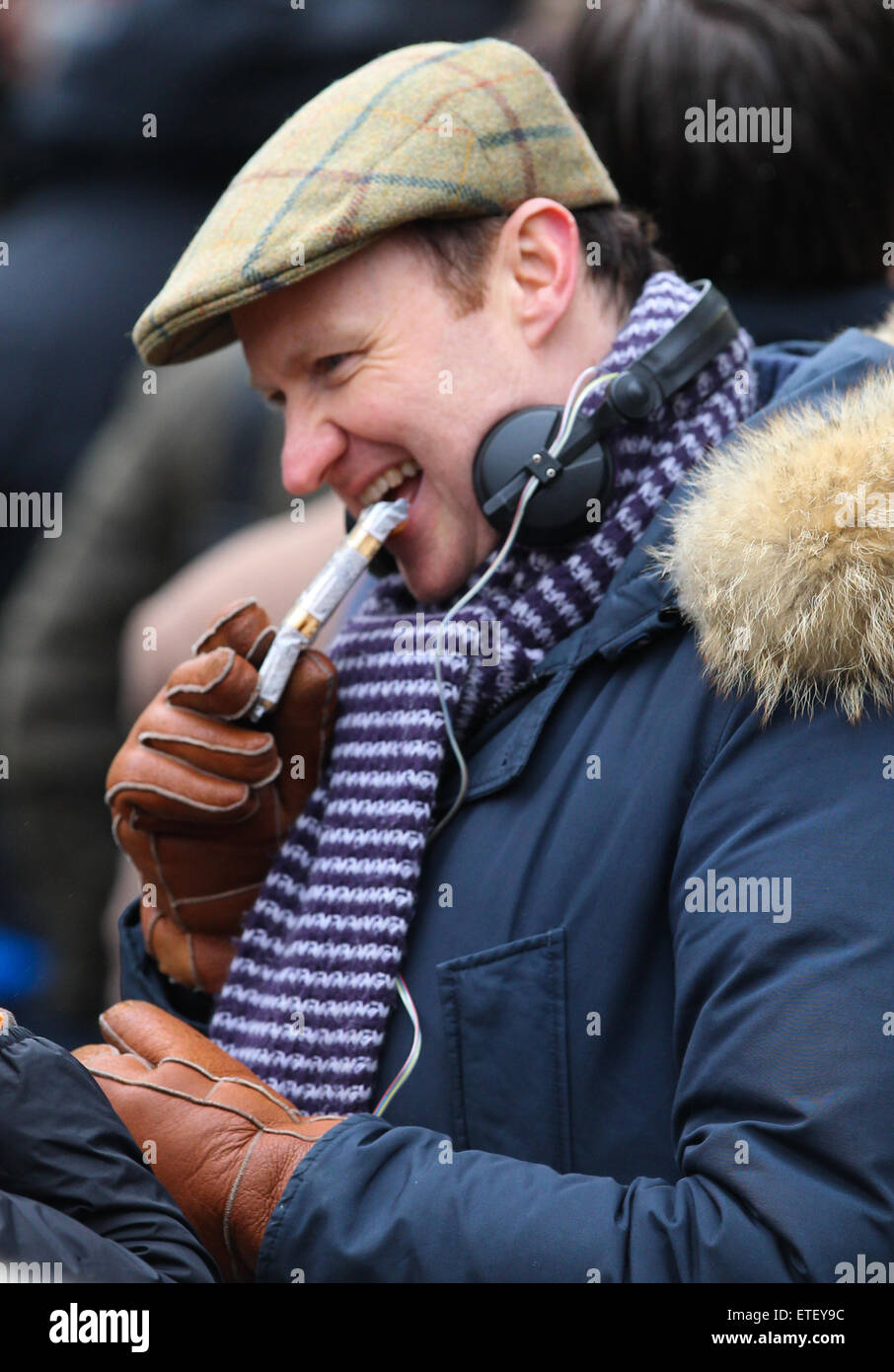 Benedict Cumberbatch and Martin Freeman film a scene for the 