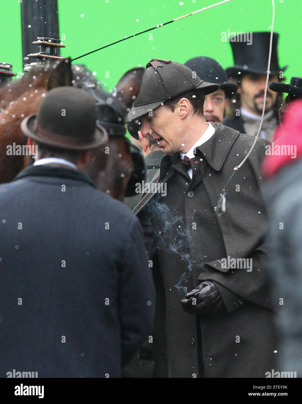 Benedict Cumberbatch and Martin Freeman film a scene for the