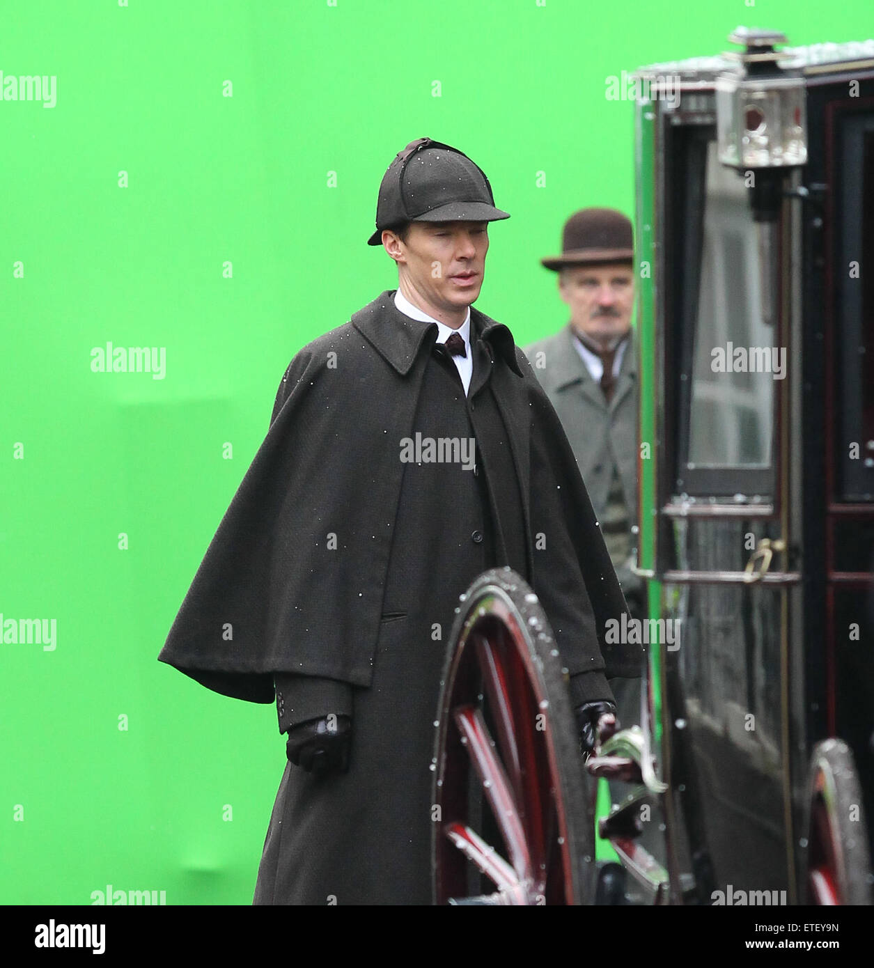 Benedict Cumberbatch and Martin Freeman film a scene for the