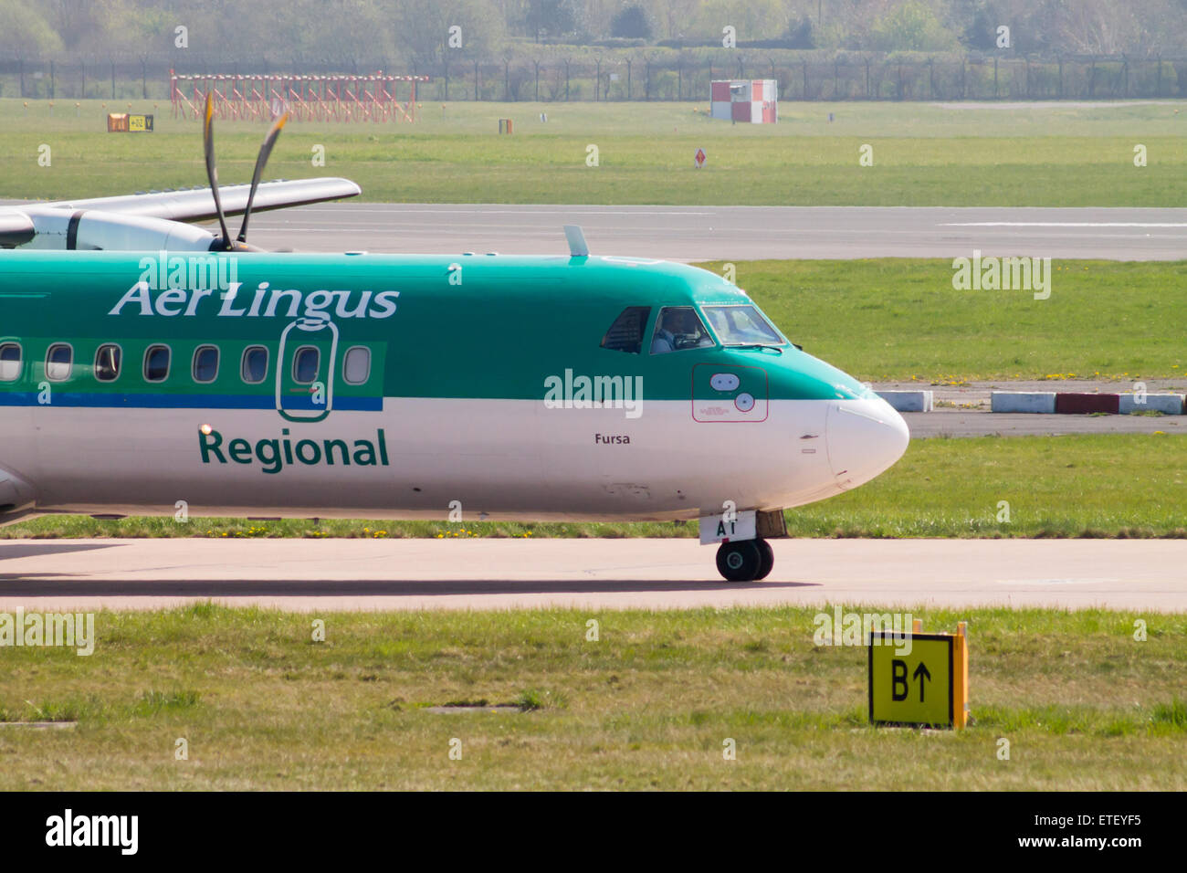 Aer Lingus Regional ATR 72-600 (EI-FAT), taxiing on Manchester Airport. Stock Photo
