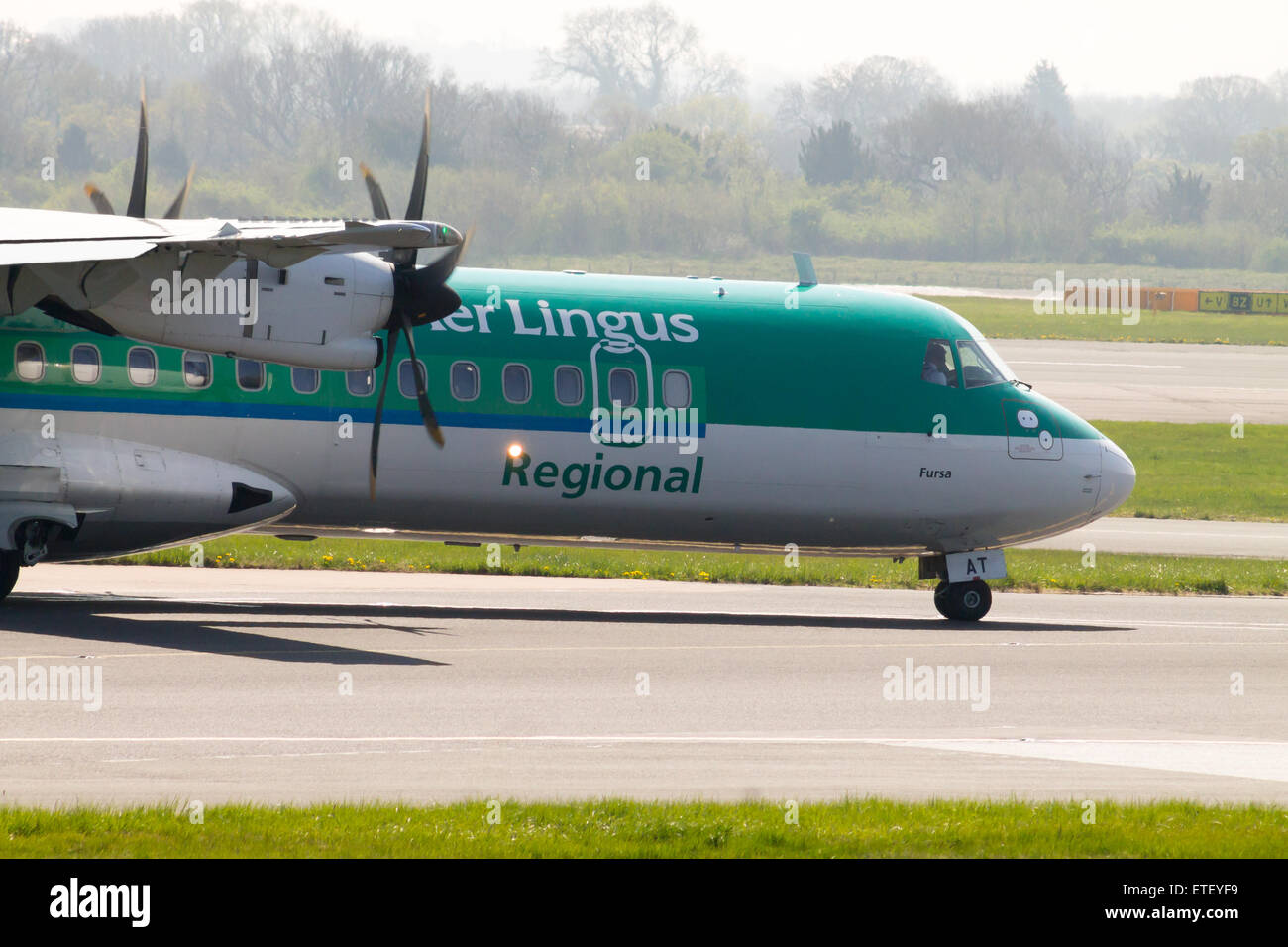 Aer Lingus Regional ATR 72-600 (EI-FAT), taxiing on Manchester Airport. Stock Photo