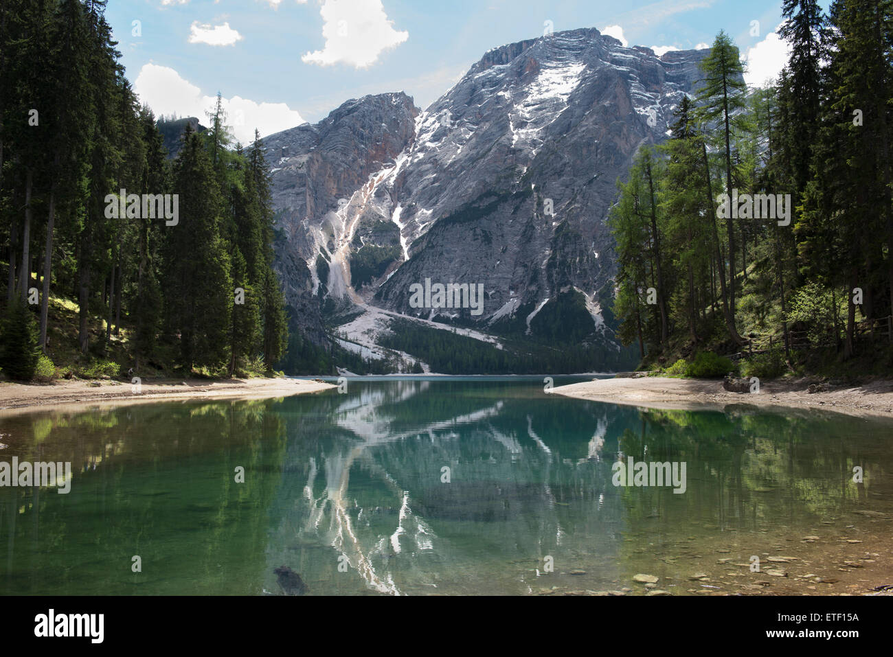 Pragser Wildsee, Lago di Braies, Puster Valley, South Tyrol, Italy Stock Photo