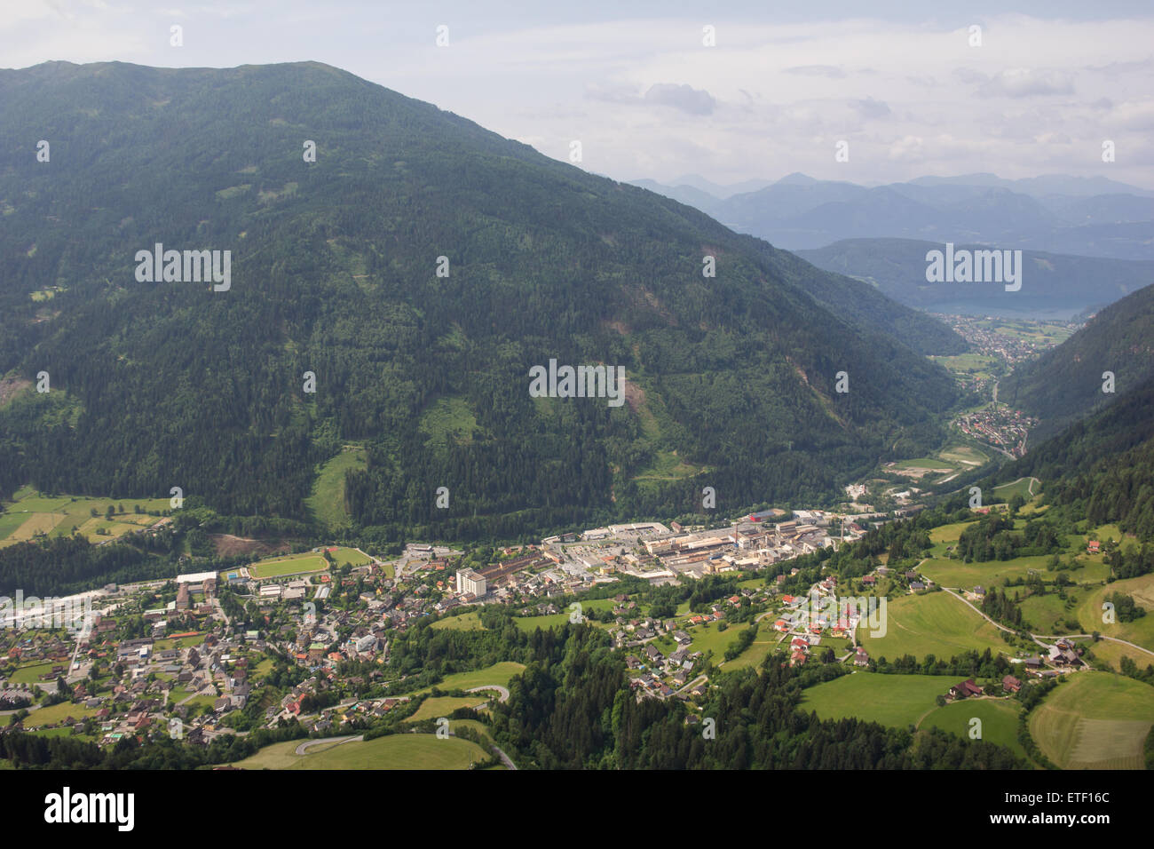 Flightseeing Tour Carinthia Radenthein Mt. Mirnock Lake Millstatt Bird's Eye View Stock Photo