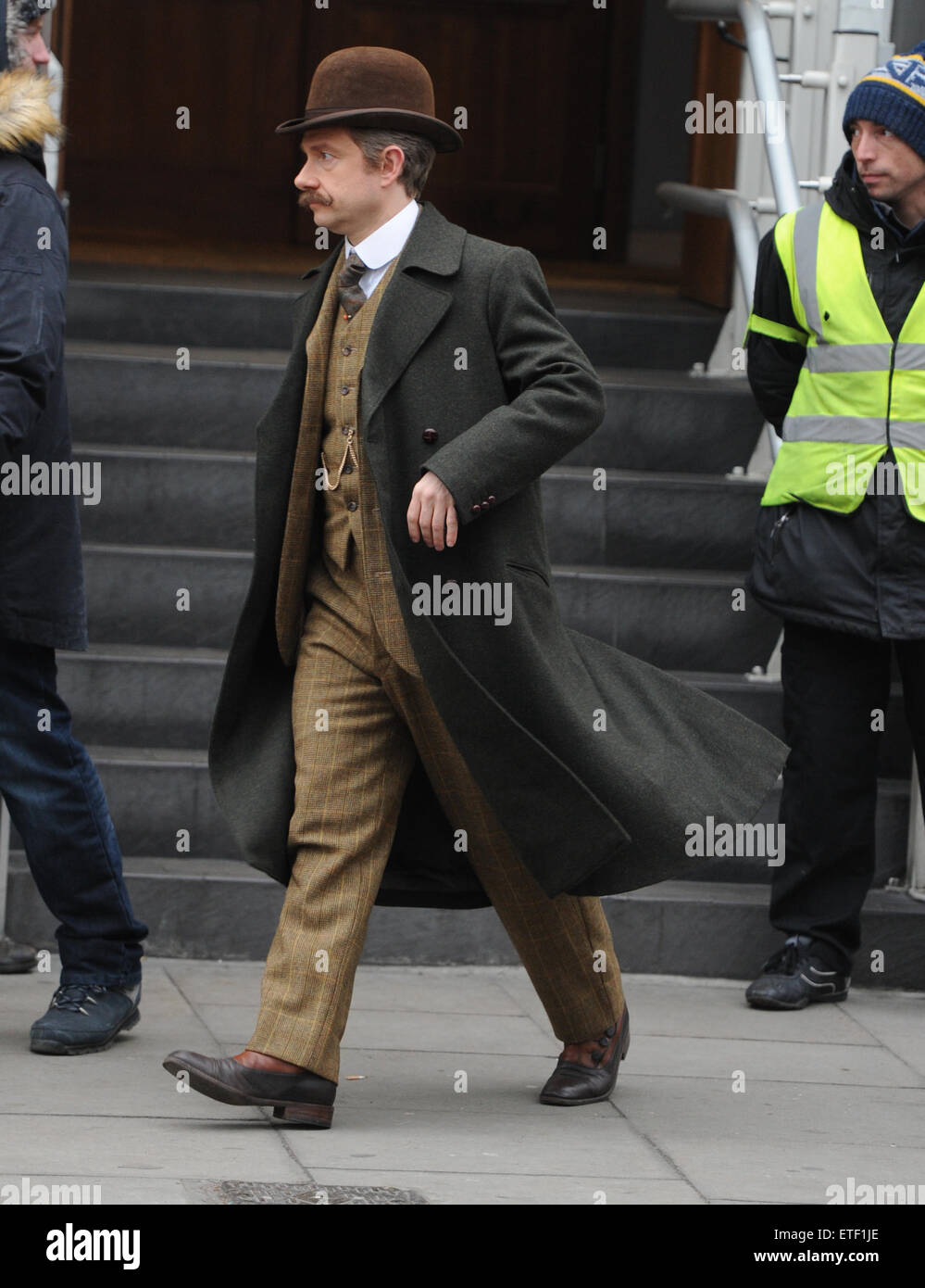Benedict Cumberbatch and the cast of 'Sherlock' film the annual Christmas special in London  Featuring: Martin Freeman Where: London, United Kingdom When: 07 Feb 2015 Credit: WENN.com Stock Photo