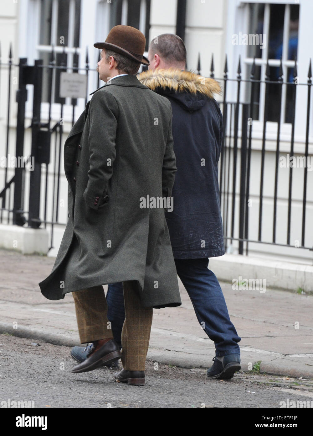 Benedict Cumberbatch and the cast of 'Sherlock' film the annual Christmas special in London  Featuring: Martin Freeman Where: London, United Kingdom When: 07 Feb 2015 Credit: WENN.com Stock Photo