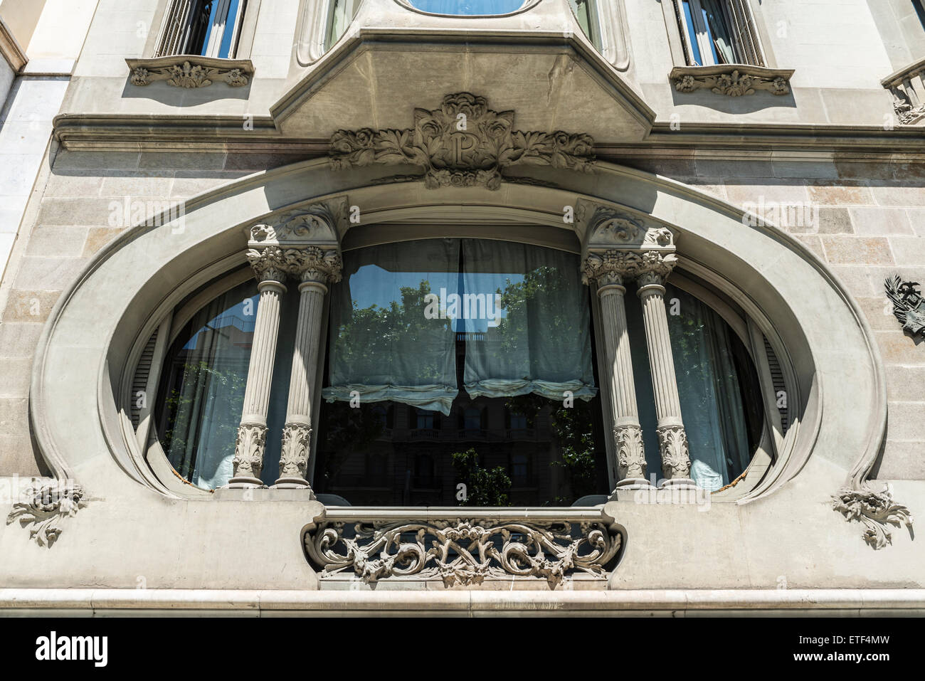 Modernist window on the facade of the building housing the headquarters