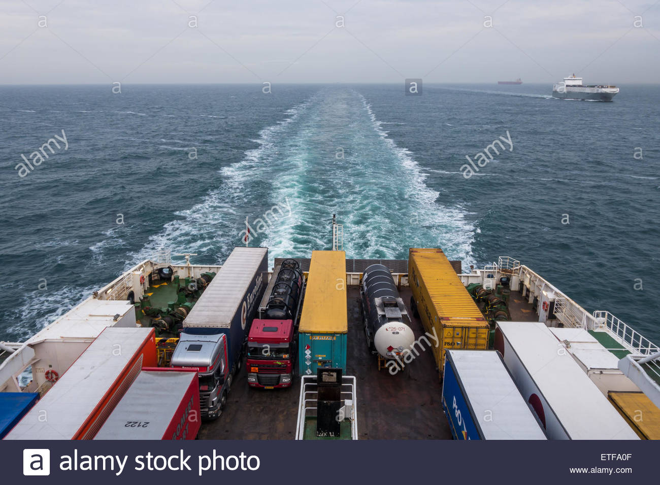 View from the stern of the Pride of Hull P&O Ferry crossing from Hull ...