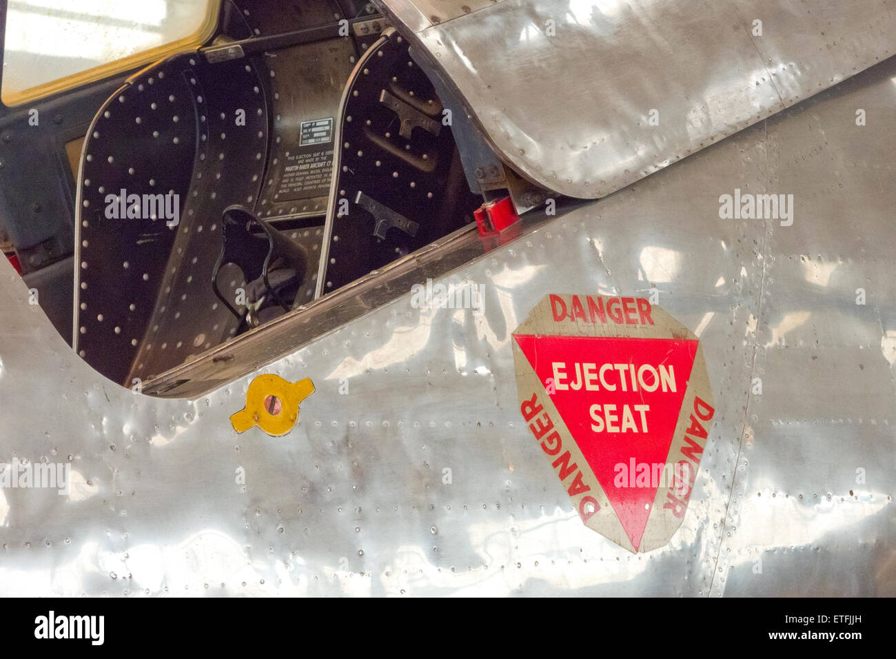 Cockpit and Ejector Seat of a Bristol 188 Supersonic Research Aircraft, UK Stock Photo
