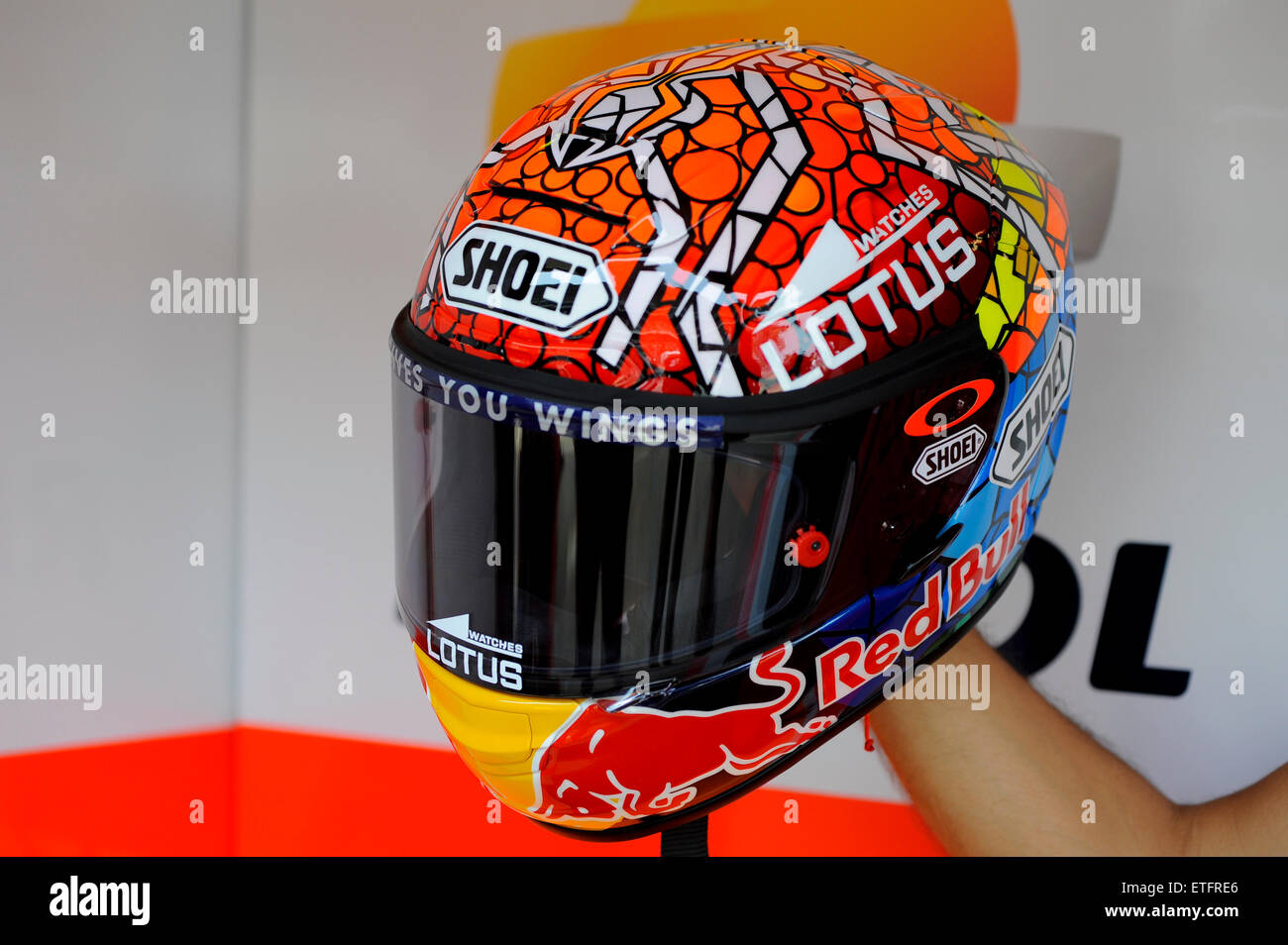 Barcelona, Spain MotoGP. 13th June, 2015. Gran Premi Monster Energy de  Catalunya. Marc Marquez new helmet. Credit: Action Plus Sports/Alamy Live  News Stock Photo - Alamy