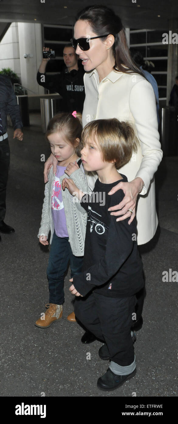 Angelina Jolie and her children at Los Angeles International Airport