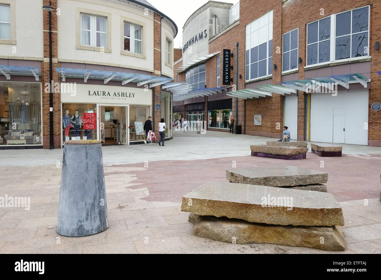 st johns precinct workington west cumbria showing laura ashley shop and debenhams Stock Photo