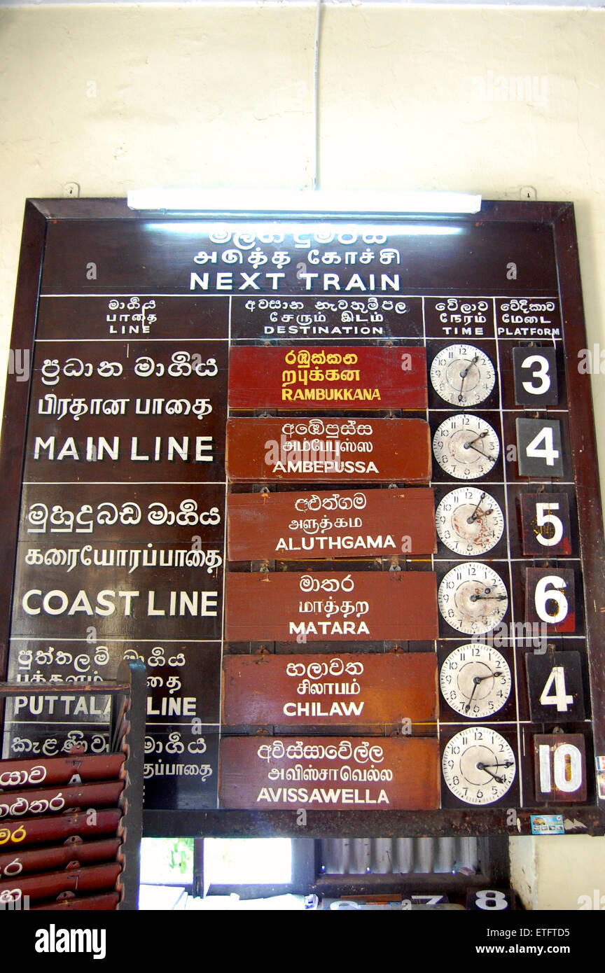 Train Timetable At Maradana Railway Station Colombo Sri Lanka Stock Photo Alamy