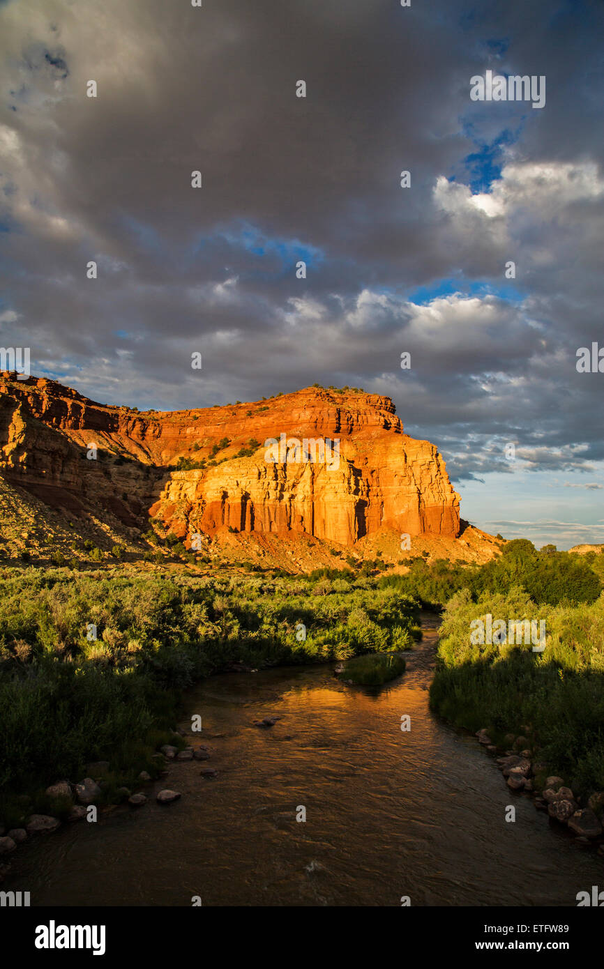 Near the town of Torrey, Utah, on the edge of Capitor Reef National Park, visitors are often treated to  spectacular sunset. Stock Photo