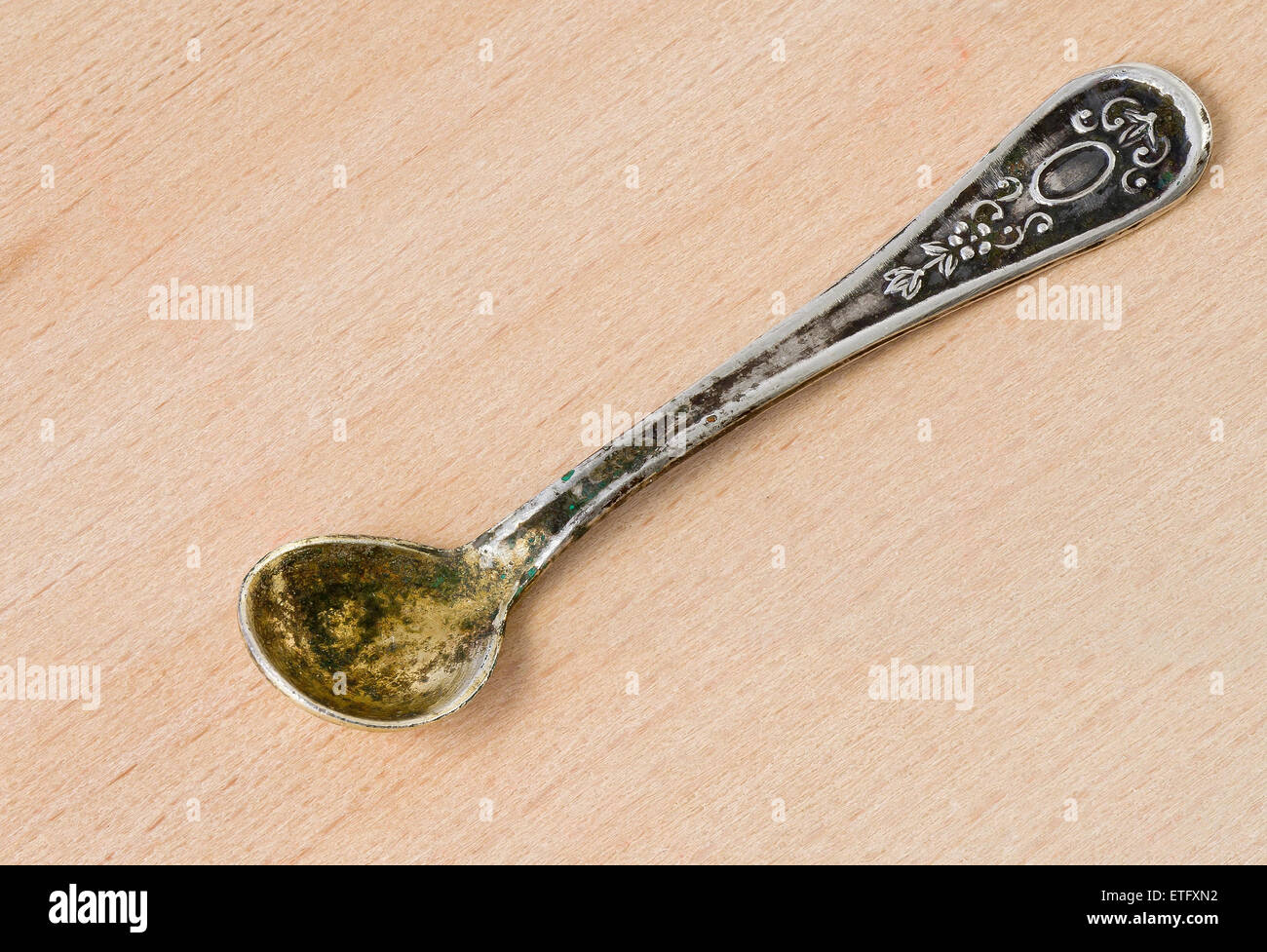 An ancient Georgian silver spoon. Stock Photo