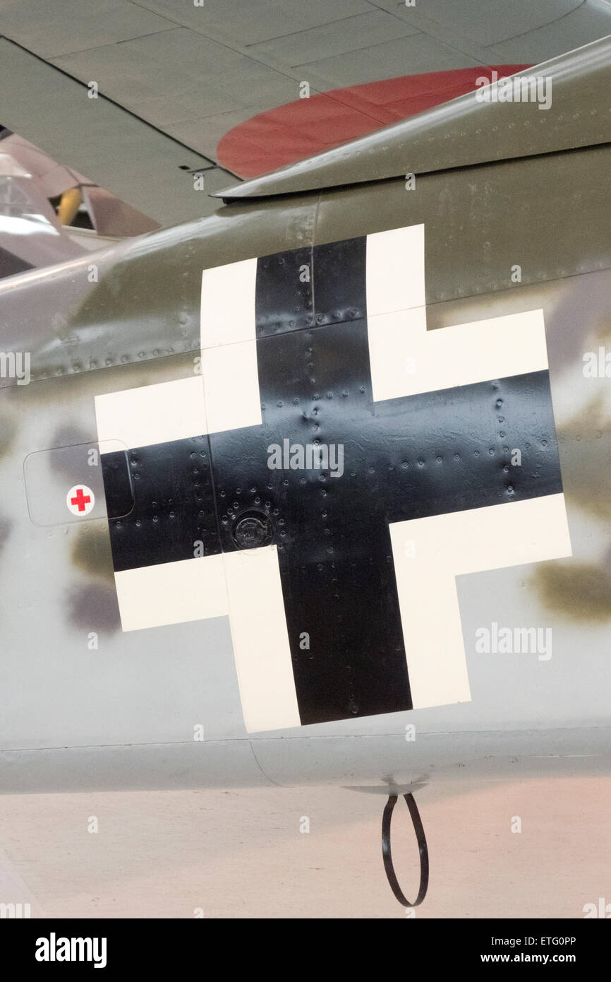 Balkenkreuz or Balkan Cross on the Fuselage of a Focke-Wulf FW 190A-8 German Second World War Fighter Bomber Stock Photo