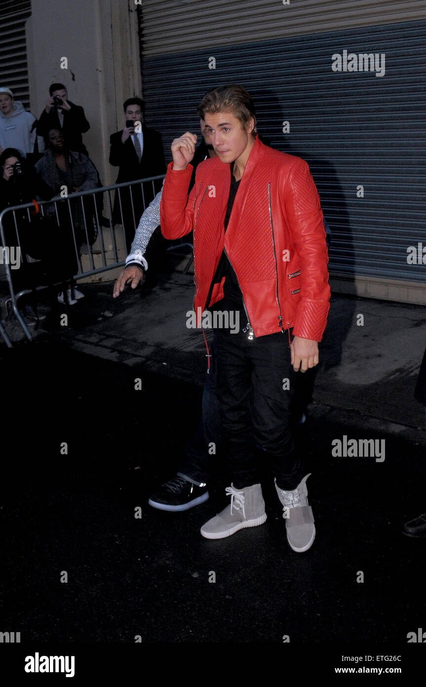 Adidas Originals x Kanye West YEEZY Fashion Show - Outside Departures  Featuring: Justin Bieber Where: New York City, New York, United States  When: 12 Feb 2015 Credit: Ivan Nikolov/WENN.com Stock Photo - Alamy