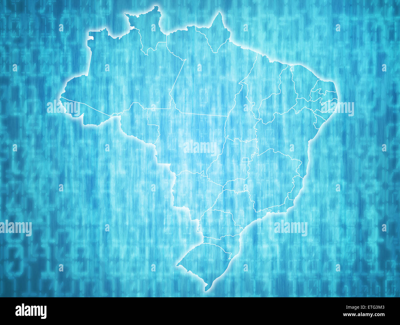 map of brazil with administrative divisions over digital background ...