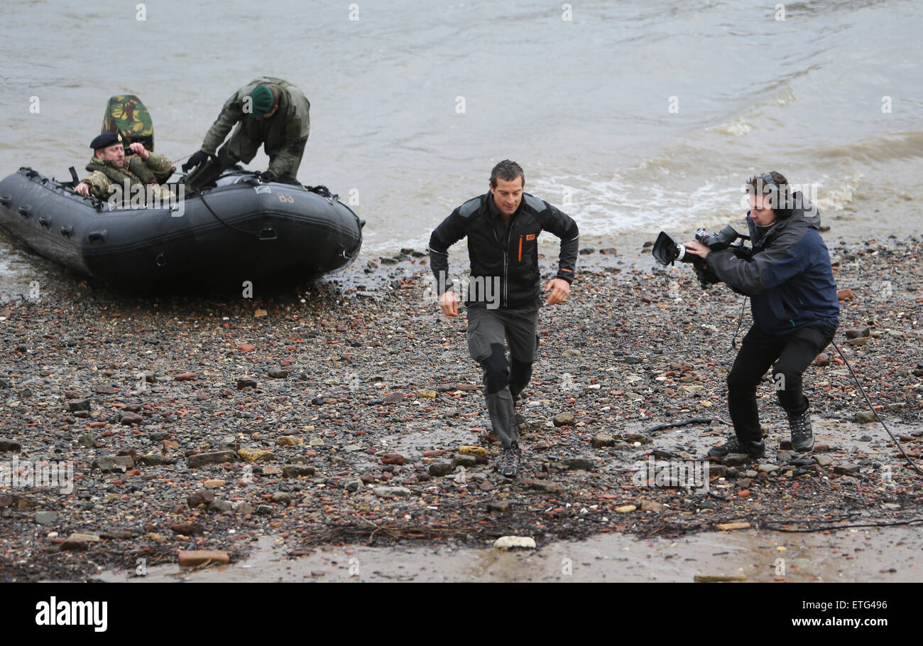 Bear Grylls making a dramatic entrance to This Morning Show at ITV ...