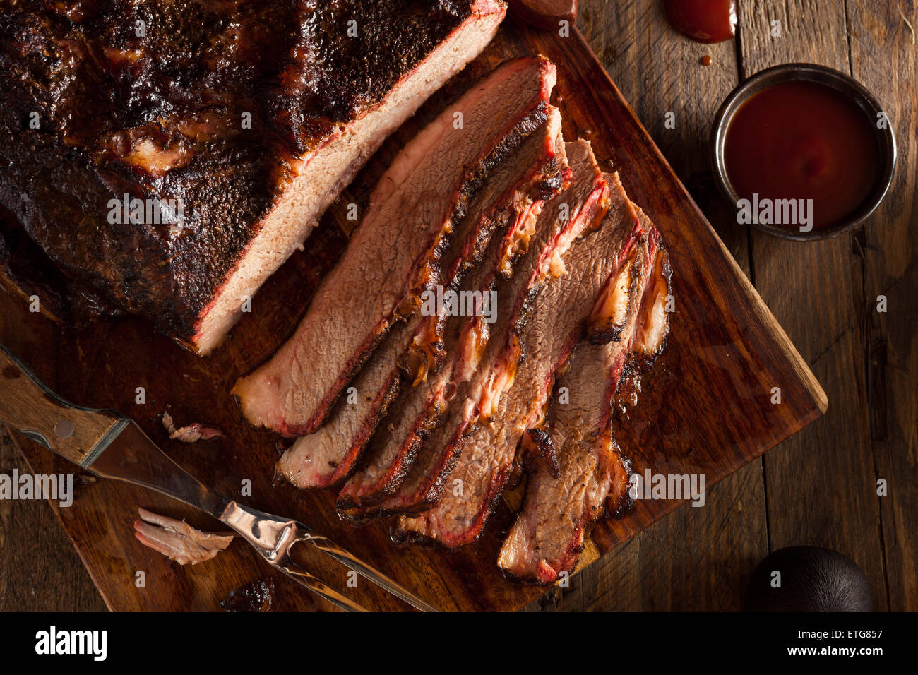 Homemade Smoked Barbecue Beef Brisket with Sauce Stock Photo Alamy