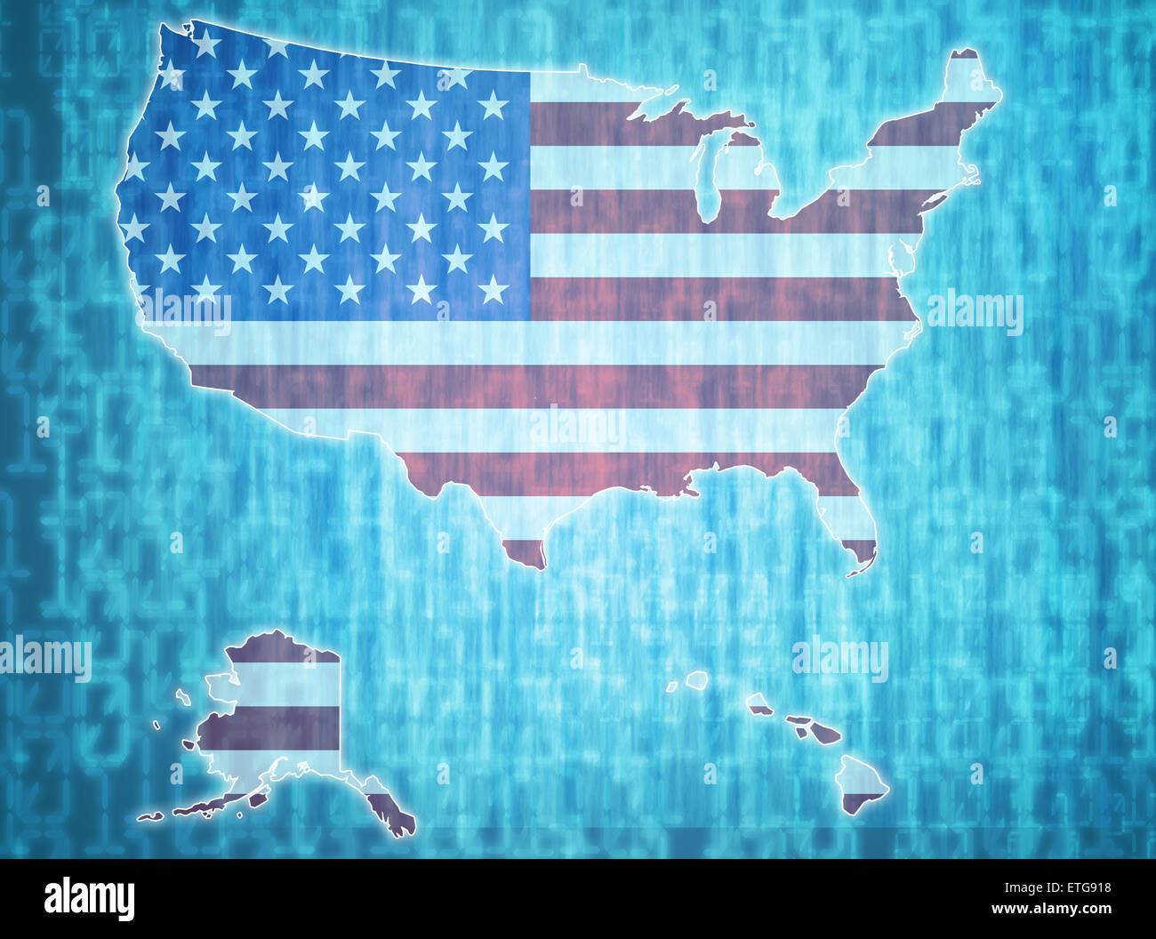 map of usa with administrative divisions over digital background Stock ...