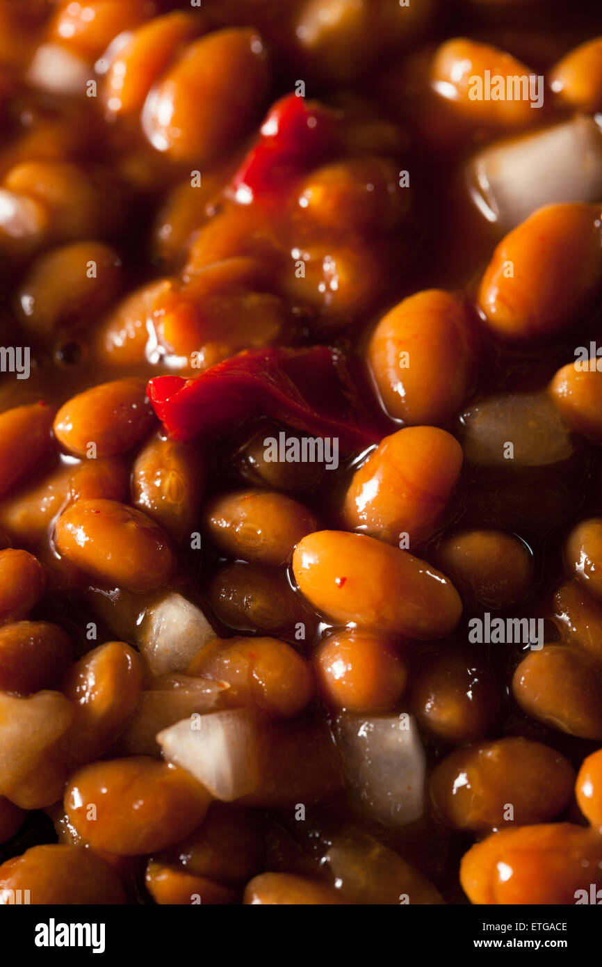 Homemade Barbecue Baked Beans in a Black Skillet Stock Photo Alamy