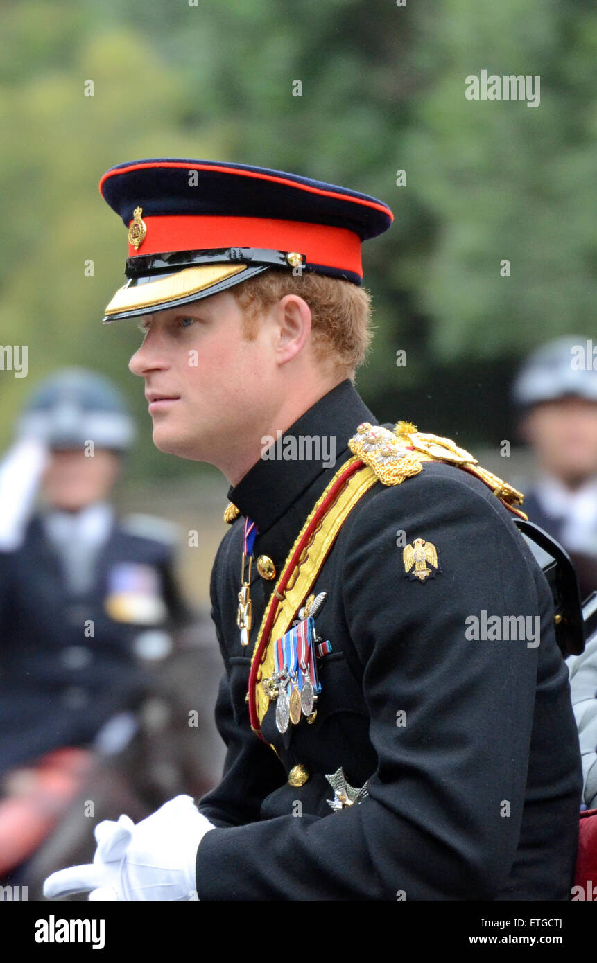 Prince Harry in uniform. Trooping of the Colour in The Mall. London Stock Photo