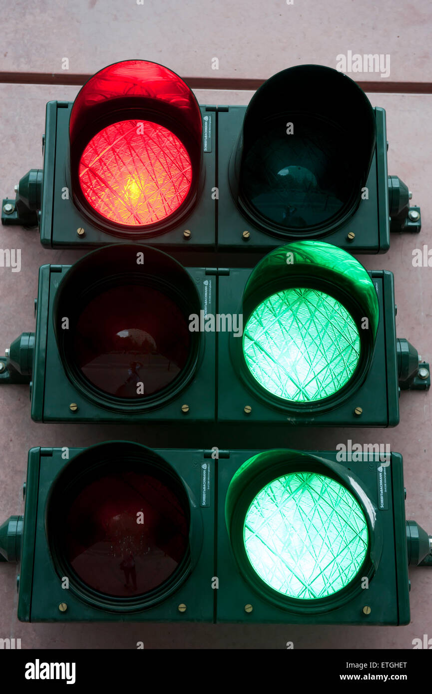 Red and green trafficlights Berlin Germany Europe Stock Photo
