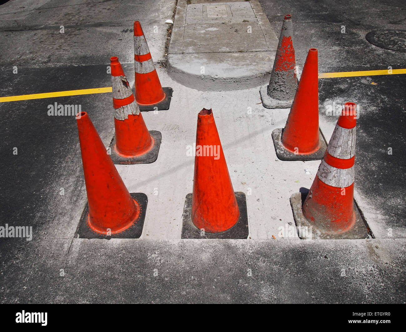 safety cones, Divisadero Street, San Francisco Stock Photo