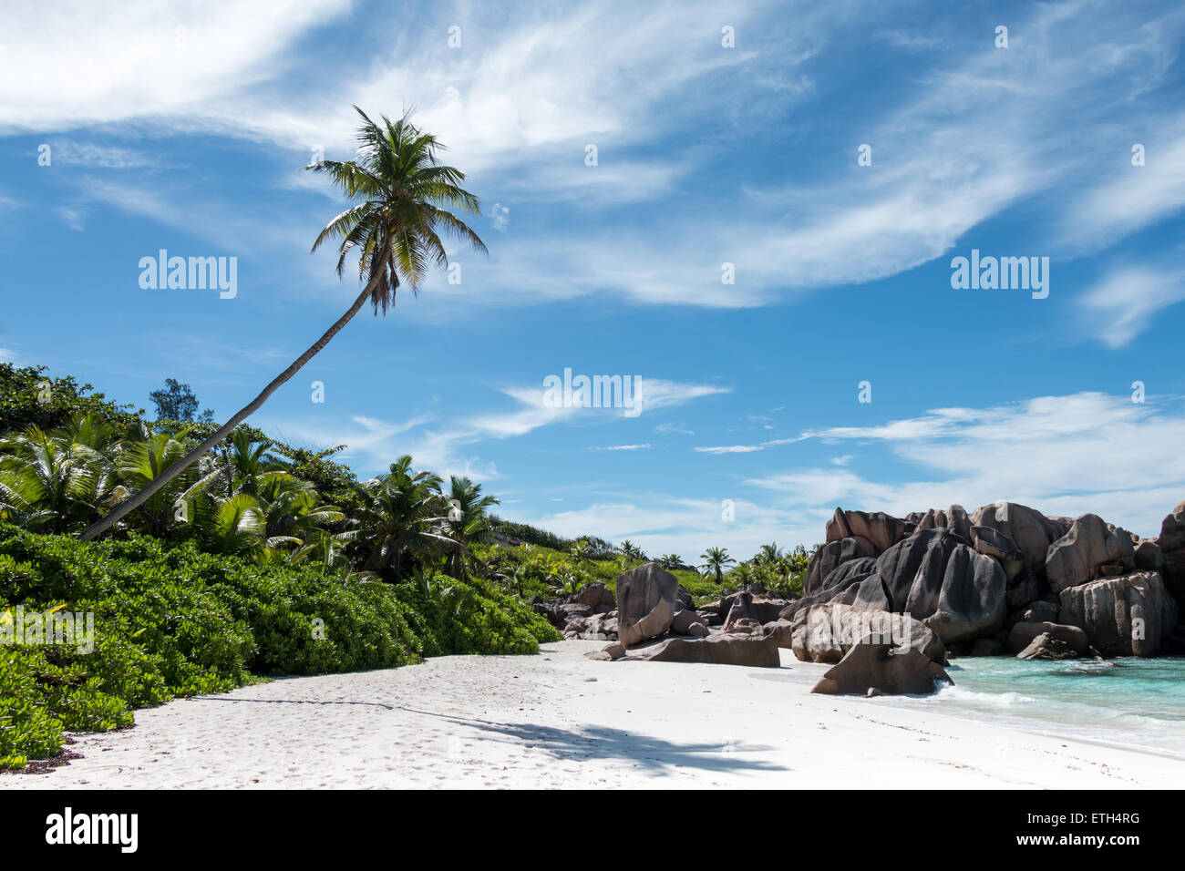Seychelles, La Dique, Anse Cocos, picture perfect, paradise, palm on ...