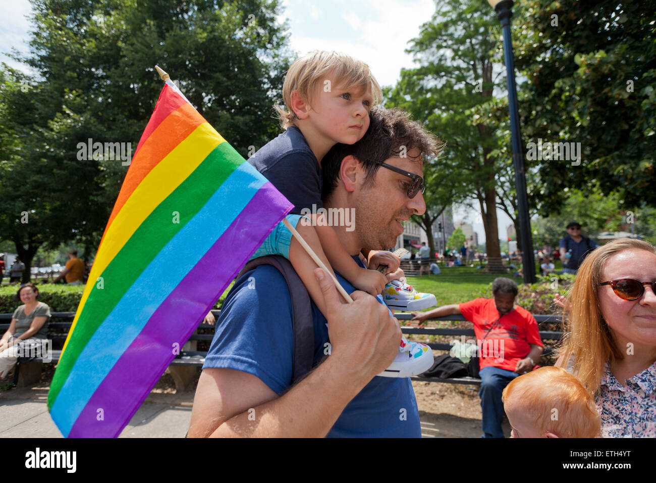 Saturday, June 13, 2015, Washington, DC USA: Thousands from Washington, DC's LGBT community gather on DuPont circle to kick off Capital Pride 2015 Stock Photo