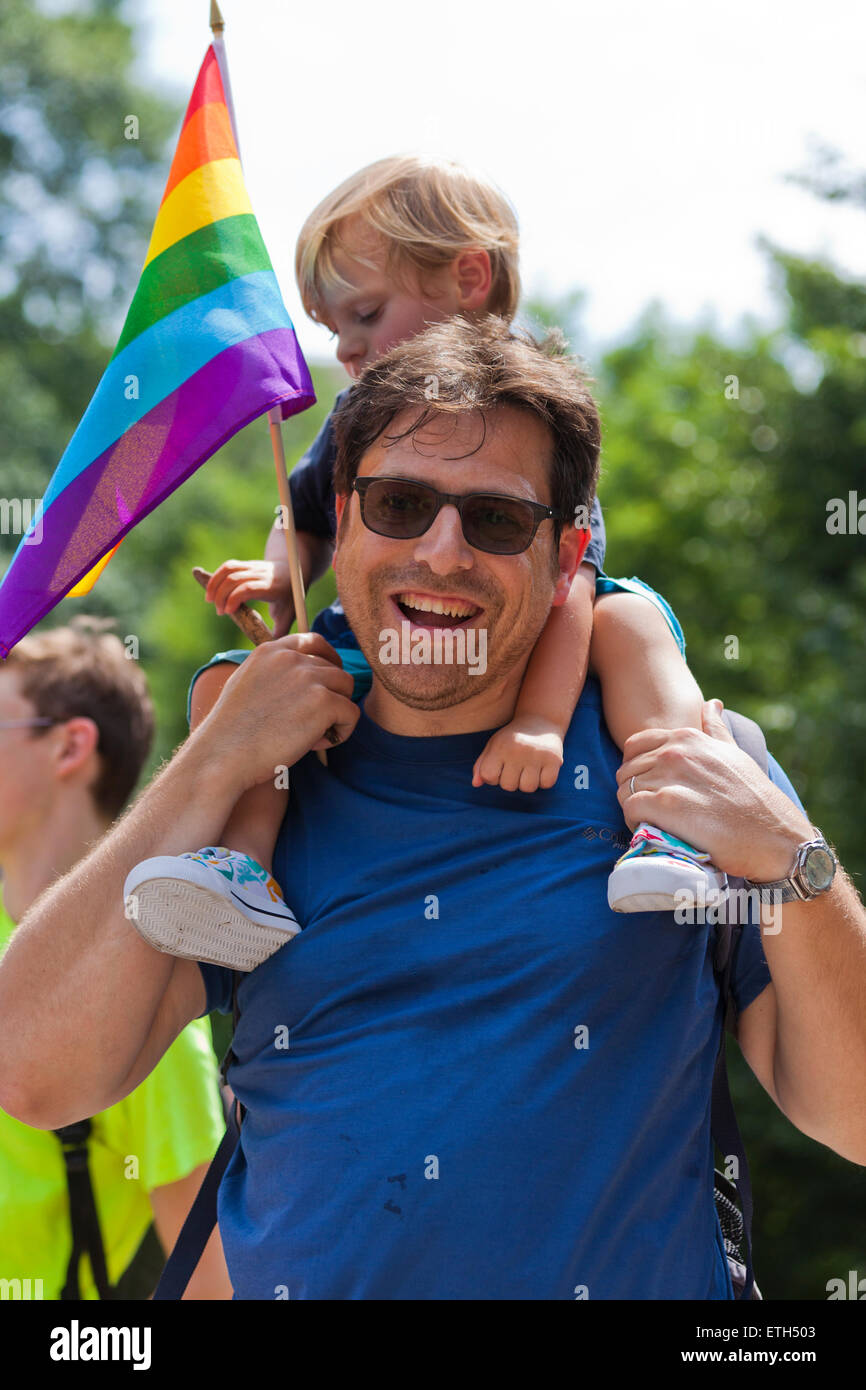 Saturday, June 13, 2015, Washington, DC USA: Thousands from Washington, DC's LGBT community gather on DuPont circle to kick off Capital Pride 2015 Stock Photo