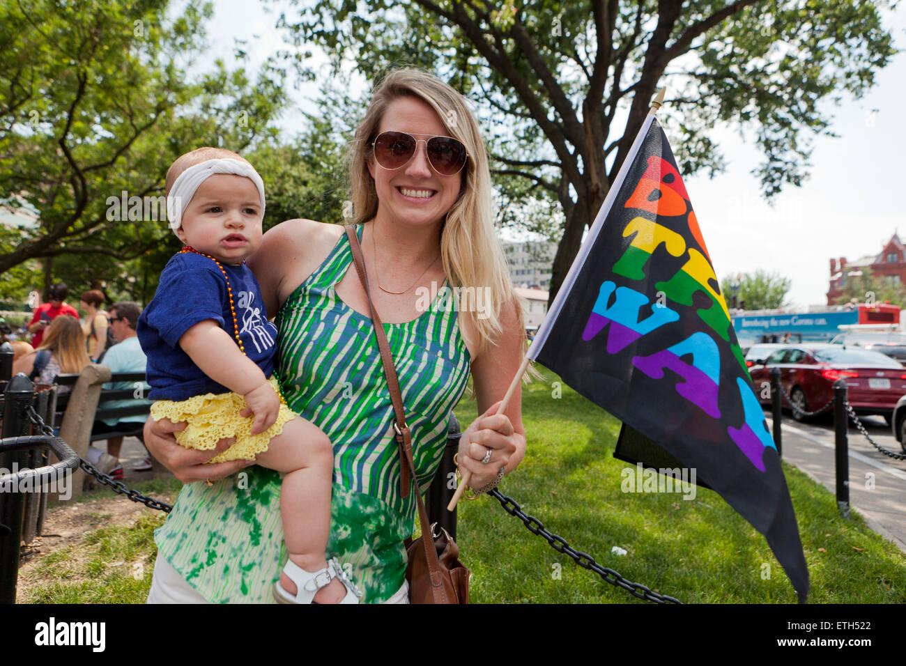 Saturday, June 13, 2015, Washington, DC USA: Thousands from Washington, DC's LGBT community gather on DuPont circle to kick off Capital Pride 2015 Stock Photo