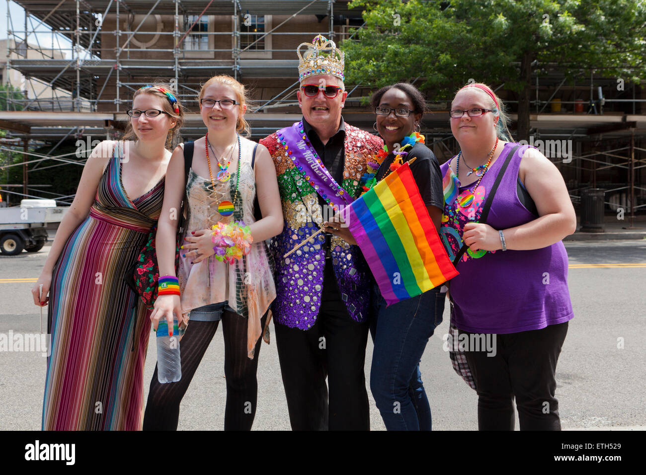 Saturday, June 13, 2015, Washington, DC USA: Thousands from Washington, DC's LGBT community gather on DuPont circle to kick off Capital Pride 2015 Stock Photo