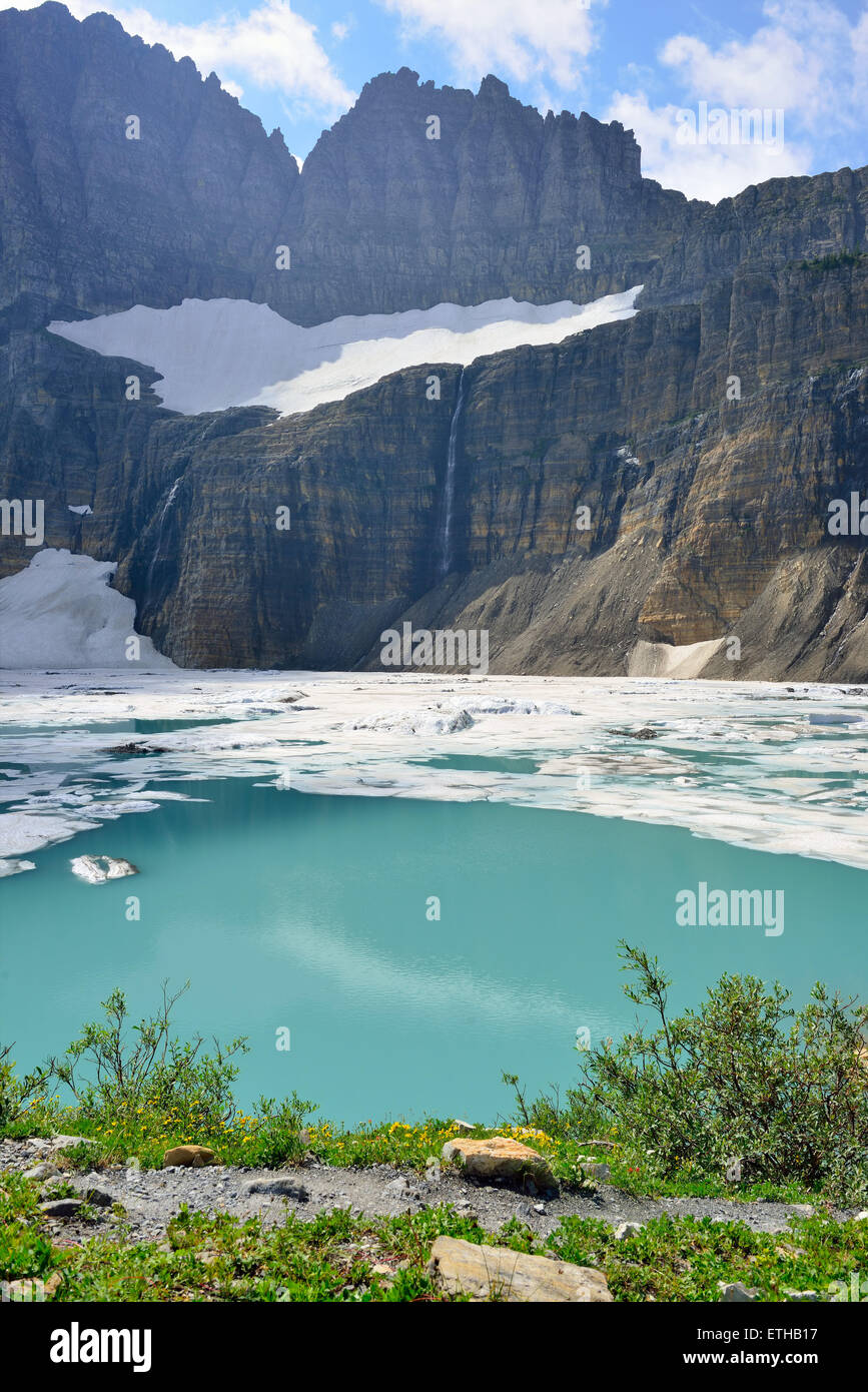 Grinnell glacier in Many Glaciers, Glacier National Park, Montana in