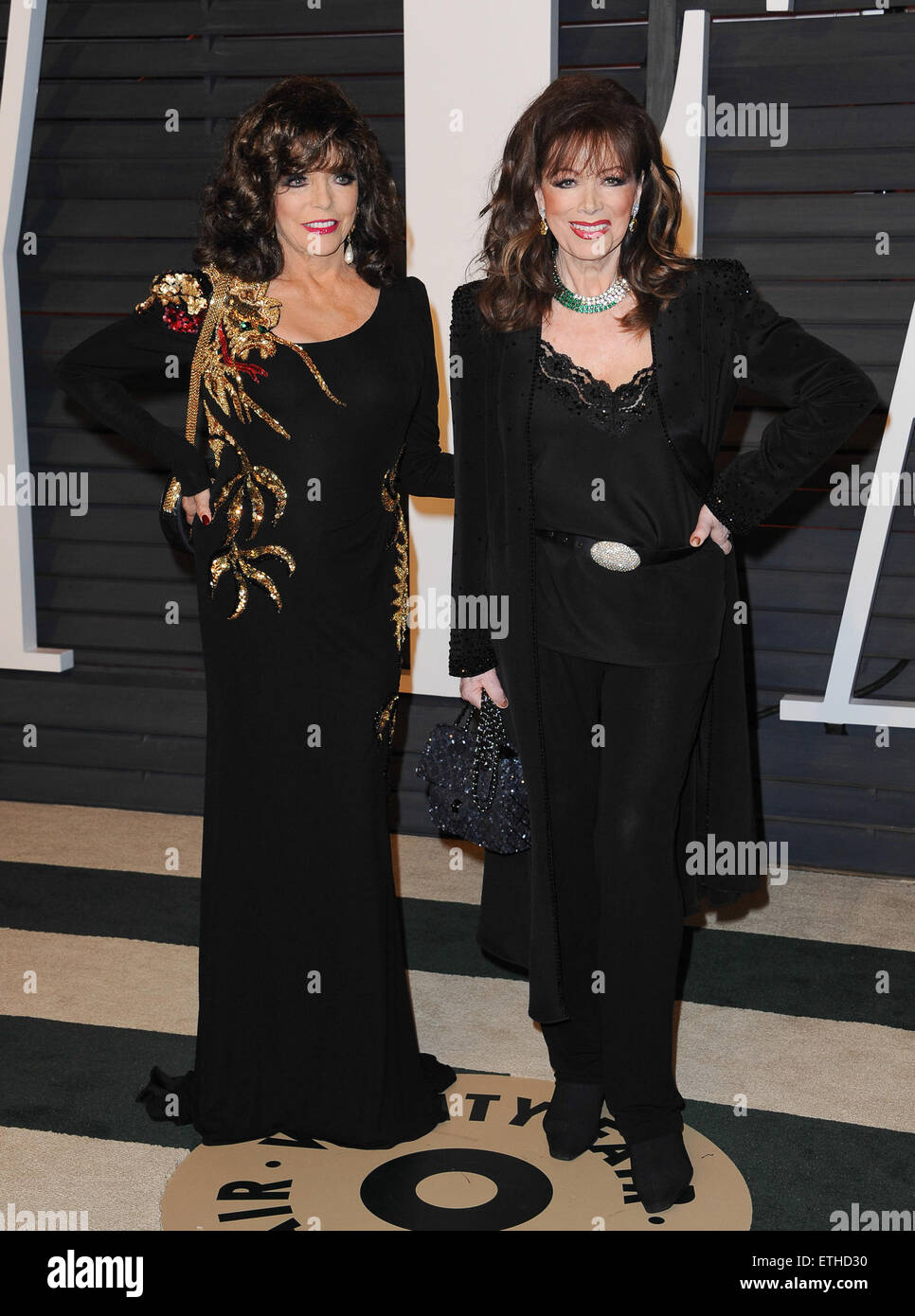 The 87th Annual Oscars - Vanity Fair Oscar Party at Wallis Annenberg Center for the Performing Arts and The Beverly Hills City Hall - Arrivals  Featuring: Jackie Collins, Joan Collins Where: Beverly Hills, California, United States When: 22 Feb 2015 Credit: Brian Dowling/WENN.com Stock Photo