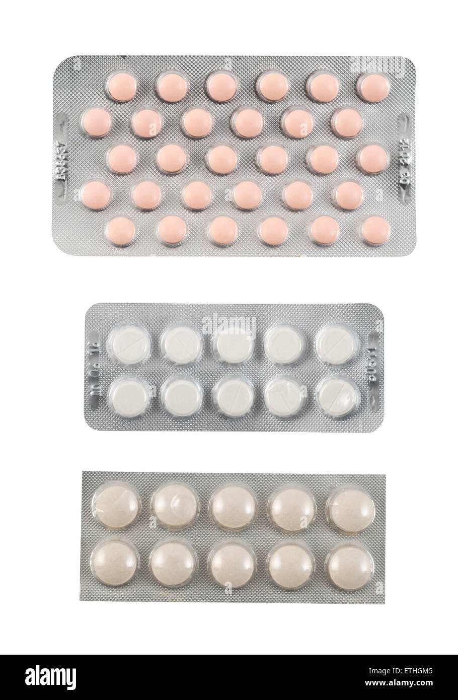 Blister bubble pack of pills isolated Stock Photo