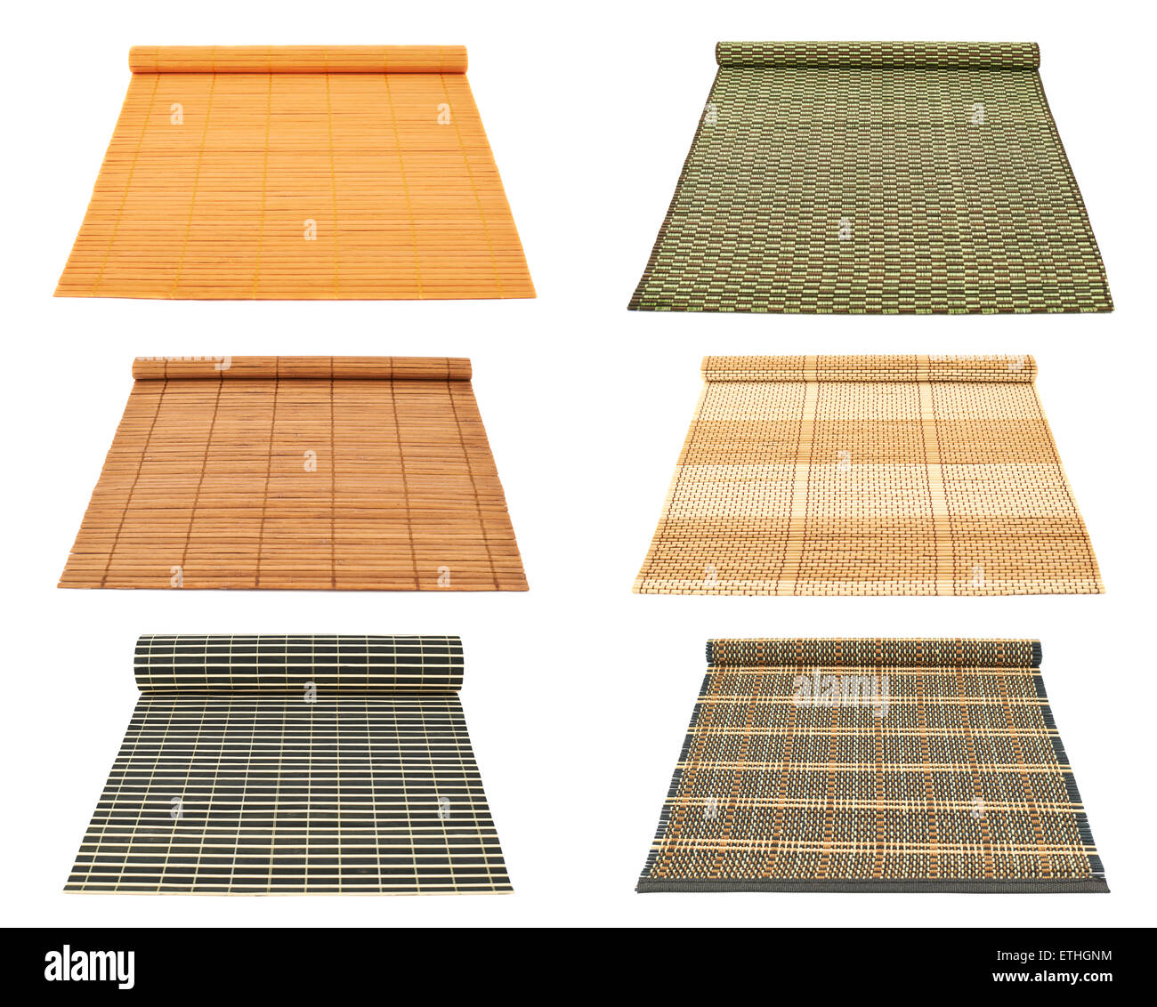 Rolled straw mat isolated Stock Photo Alamy