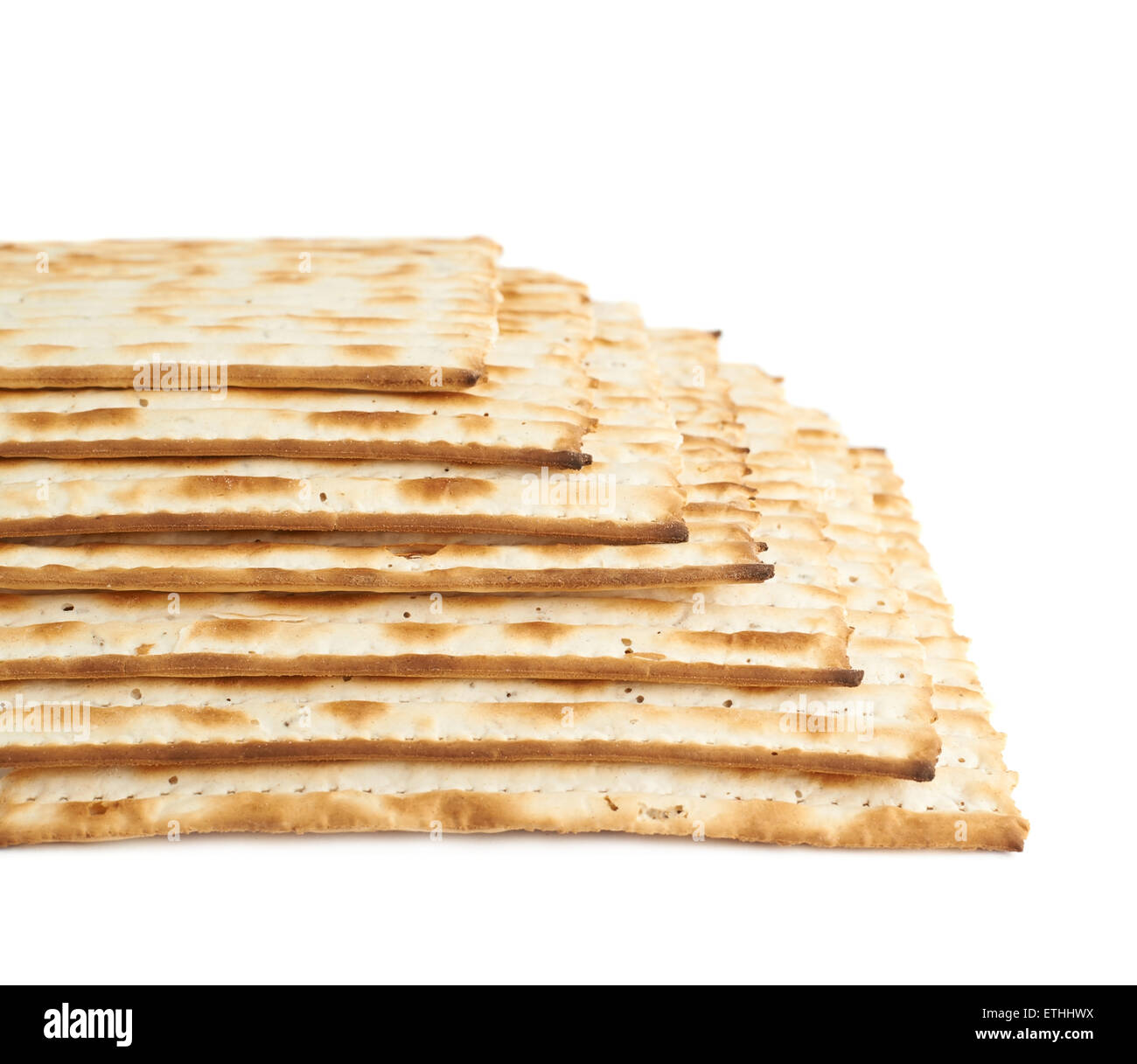 Multiple matza flatbreads lying one over another Stock Photo