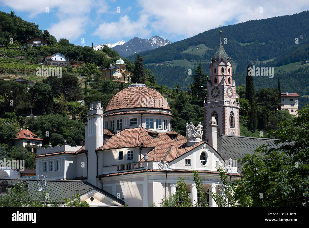 former health resort,Kurhaus of Meran Detail, Meran, South Tyrol province, Trentino-Alto Adige, Italy Stock Photo
