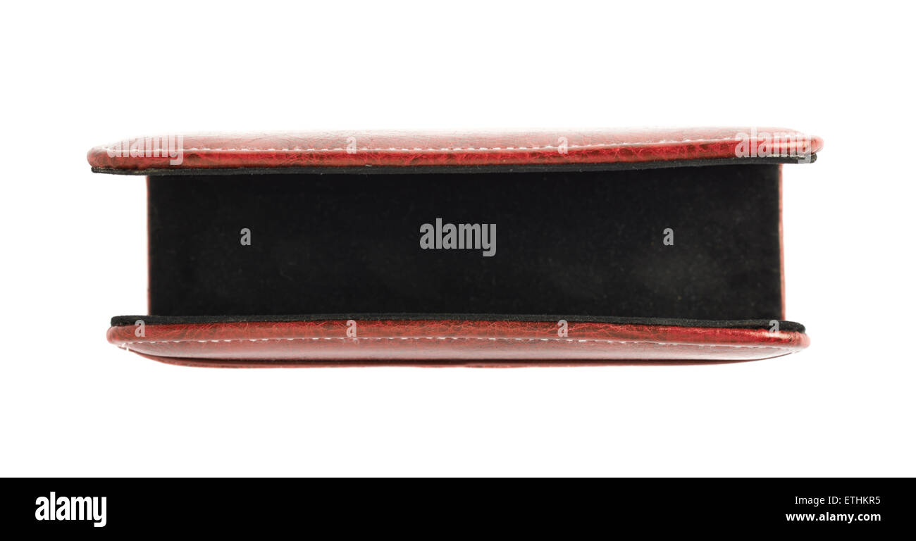 Red leather envelope holder isolated Stock Photo Alamy