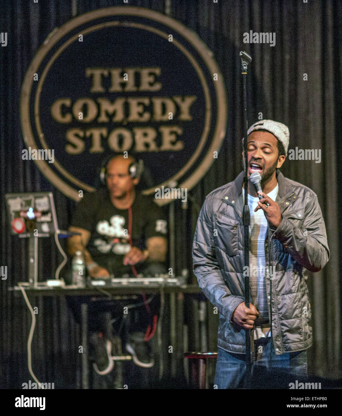 Standup comedian Mike Epps performing live on the LaffMob Stage on
