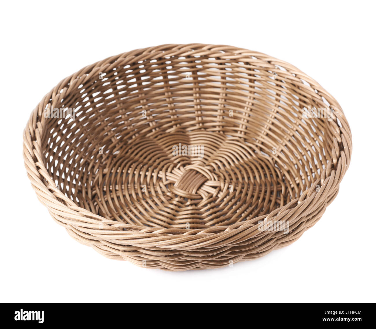 Empty fruit wicker basket bowl isolated Stock Photo Alamy