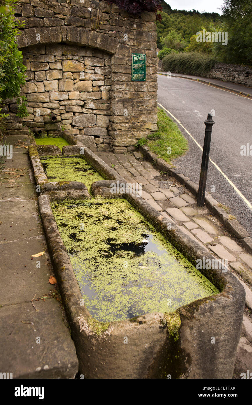 UK, England, Derbyshire, Eyam, Hall Hill Troughs, part of Elizabethan Water supply system beloe Bradshaw Hall Stock Photo