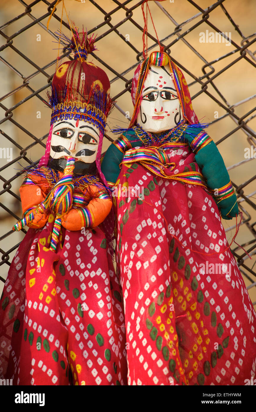 Handmade puppets for sale, Jaisalmer, Rajasthan, India Stock Photo
