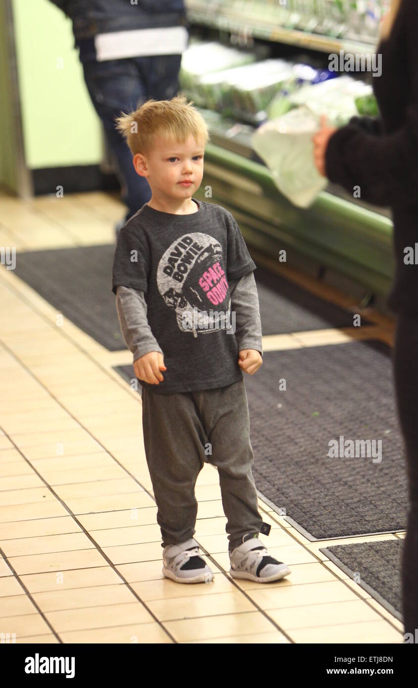 Hilary Duff and her son Luca Comrie have fun grocery shopping at Whole