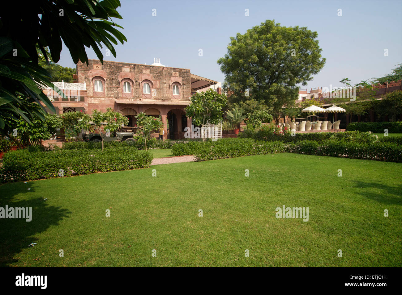 The Gardens, Pal Garh Haveli, Jodhpur, Rajasthan, India Stock Photo