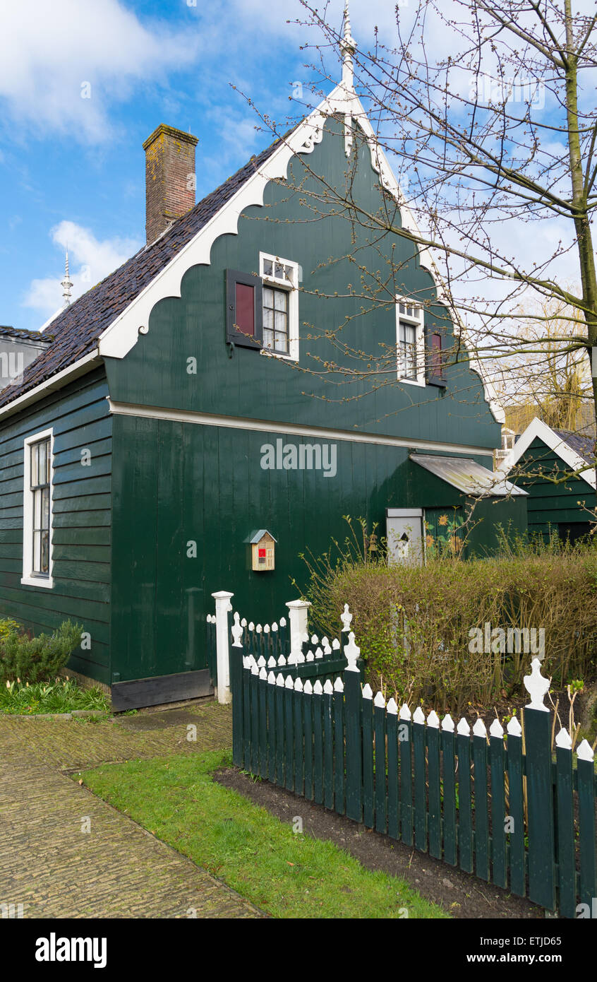 authentic dutch wooden houses in the famous open-air museum Zaanse Schans in the netherlands Stock Photo