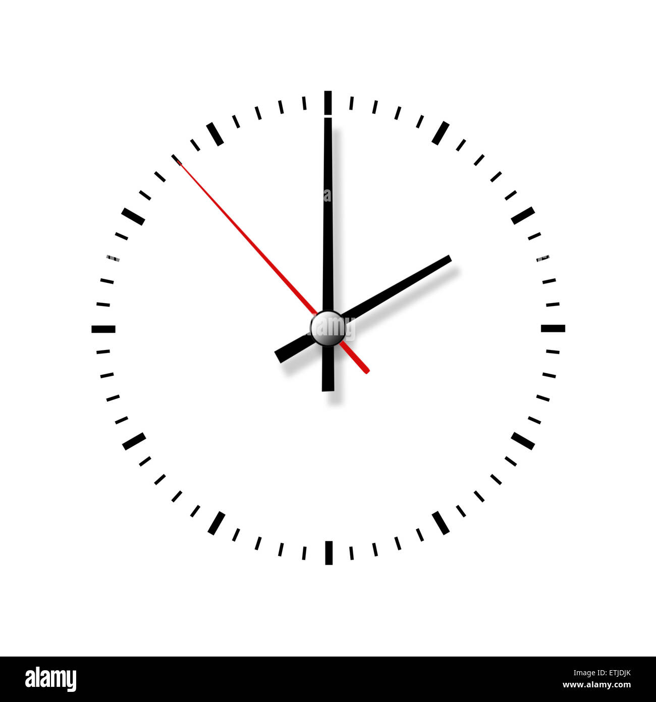 Clock without numbers isolated on white background. Closeup Stock Photo