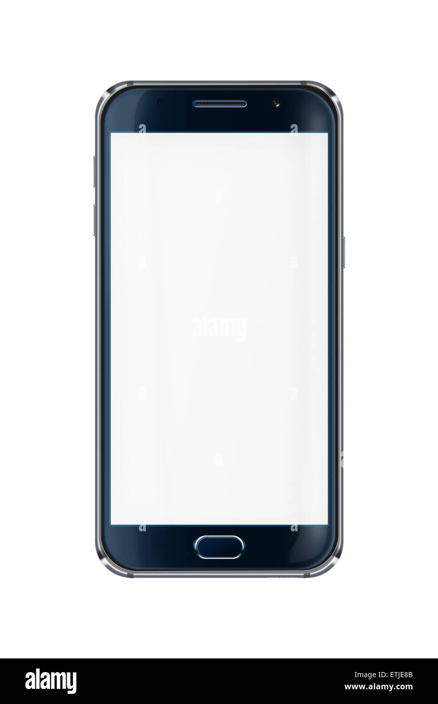 Realistic mobile phone with blank screen isolated on white background ...